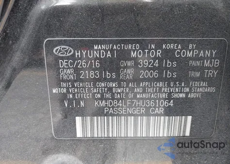 2017 Hyundai Elantra Value Edition from USA, damaged, VIN KMHD84LF7HU361064